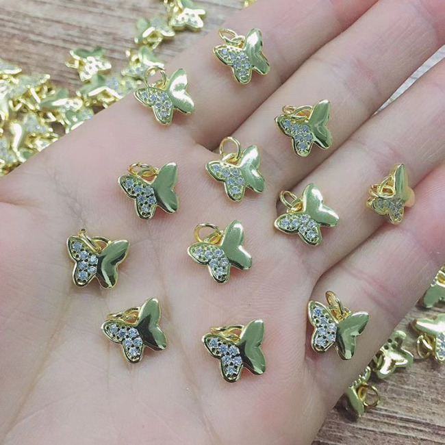 CZ8298 Dainty Tiny Mini Small Clear CZ Diamond Butterflies Charm,Tiny Minimal Zircon Cubic Zirconia Butterfly Charm Pendant