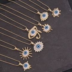 NM1220 18K Gold Resin evil eye eyeball choker necklace, good luck layered necklace, evil eye amulet jewelry gift for women