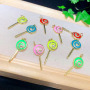 CZ8433 CZ Rainbow Enamel Colorful Neon lollipop lolly Candy Charm Pendants