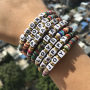 BP1009 Colorful Rainbow Polymer Disc Heishi Beaded Words Letters Inspirational Stack Bracelet