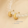 ES1087 High Quality Wholesale Dainty Stainless Steel Chunky 18K Gold Semi Stud Earrings For Ladies