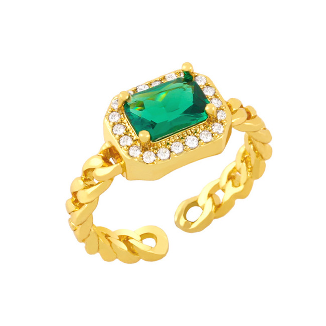 RM1226 personalized Geometric  rectangle color stone gemstone  CZ diamond micro pave Rings gifts for women