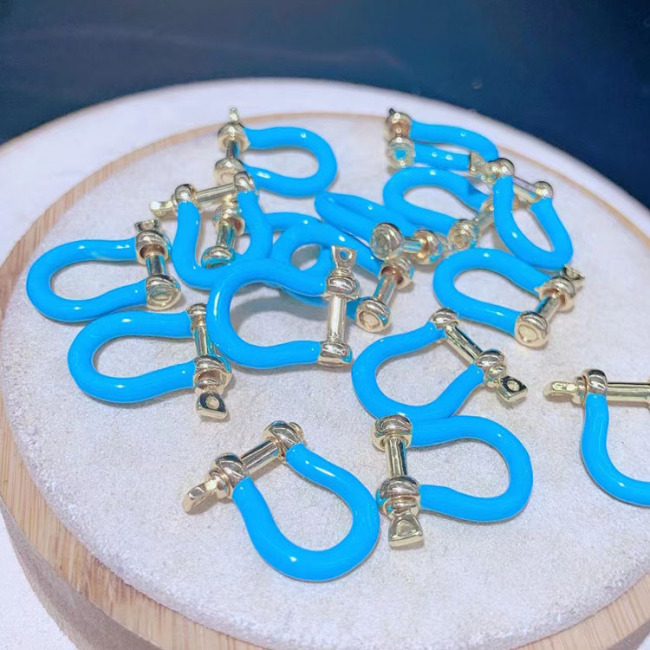 JF1323 Neon Enamel Carabiner Horseshoe Shackles Clasp Carabiner Lock Connector Claw for Jewelry Necklace Making
