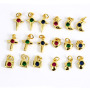 CZ8119  Chic Raibow mini minimal CZ Zircon Micro Pave Heart Hand Crescent Charm Pendant for jewelry making