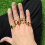 RM1321 Fashion CZ paved 18k Gold Plated Marquise Square Diamond Cubic Zirconia CZ Micro Pave Solitaire Rings  for Ladies