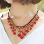NN1134 Fashion Bohemian Bolo Turquoise Beads and Antique Bronze Round Beaded Drop Charms Collar Bib statement Macrame necklace