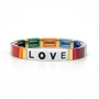 BM2011 New Popular Enamel Rainbow Alphabet Love Enameled Crush Colorful Tile Elastic Bracelet for Women Girls