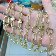 NM1254 18k Gold Plated Paperclip Chain Spring Gate Lobster Clasp Lock Choker Necklace
