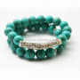 BRB1035 Fahion Turquoise Beaded Elastic Bar Bracelet Set.Turquoise Beads Stacking Bracelet