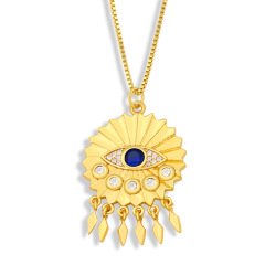 NZ1213 gold plated brass CZ micro pave Charm evil eyes triangle round Pendant Necklaces jewelry for Women