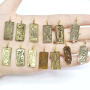 CZ8477 Dainty Unique Antique Gold Plated CZ Paved Tarot Card Rectangle Charm Pendants for Amulet Jewelry Making