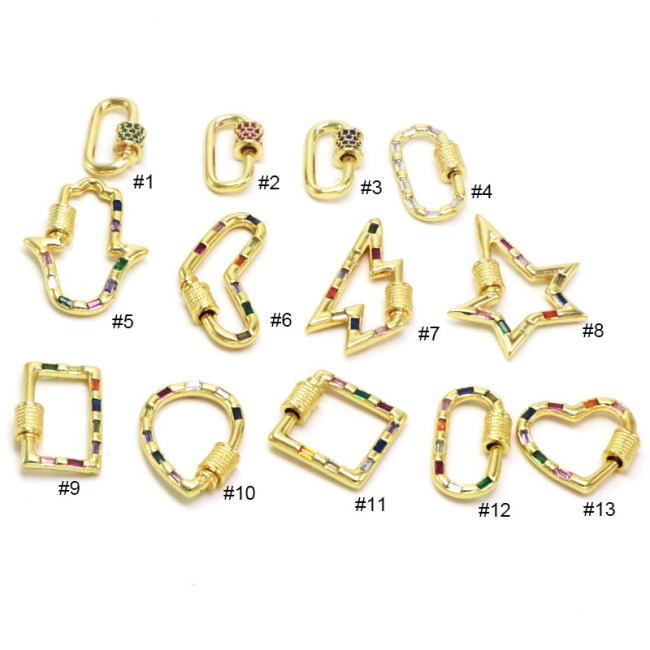 CZ8362 18K Gold Plated Pendant,rainbow CZ Micro Pave heart star Geometric hand Charm