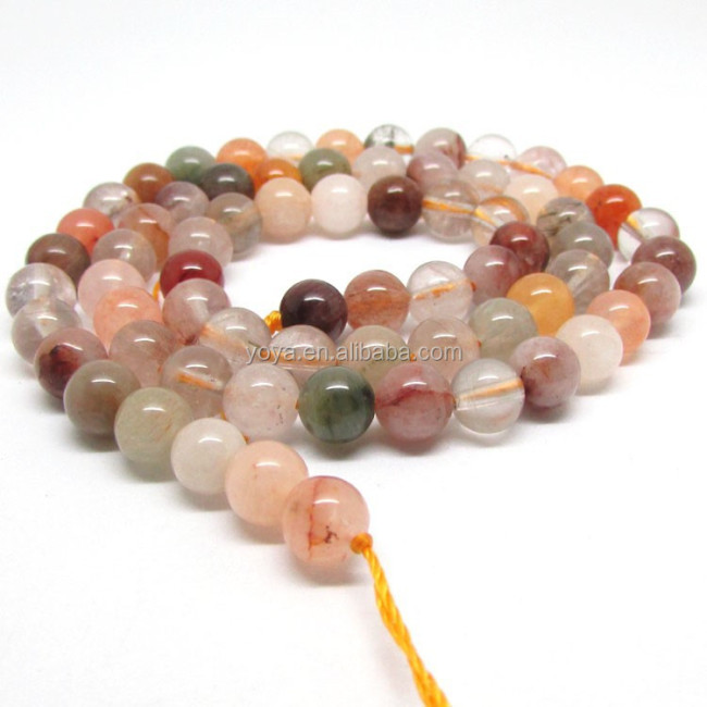 CR5402 Natural multicolor rutilated quartz beads