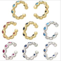 EC1240 Dainty Minimal No Piercing CZ Micro Pave Huggies,Ear Cuffs,Tiny Diamond Gold Hoop Cuff Earring