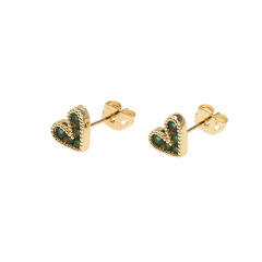 EC1792 Valentine's Day Jewelry Gift, Gold CZ Stud Earrings,Dainty CZ Diamond Heart Charm Stud Earrings