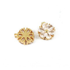 CZ8261 Mini Jewelry Supplies Gold Filled CZ Micro Pave Flower Charms,Tiny Small CZ Diamond North Star Cross Charms Pendants