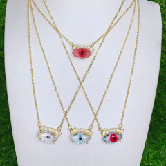 NZ1230 18k gold plated brass cz gemstone glass crystal  evil eyes charms Pendant Necklaces jewelry gift for lady