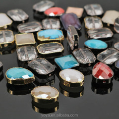 JF8688 Gold Gunmetal Plated Crystal Glass Teardrop Rectangle OVal Square Beads