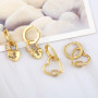 EC1695  Chic Delicate CZ Pave Carabiner Lock Charm Hoop uggies Earrings for Women