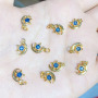 CZ8446 Chic mini minimalist gold plated micro pave cz starfish fish crescent moon and star celestial charms pendants