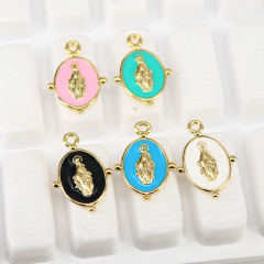 CZ7983 Chic Enamel Gold Plated Mary Saint the Christian Religion Medal Jewelry Charm Pendants