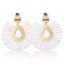 EL1001 Fashion Gold Plated fan-shaped Leather Fringe Tassel Earrings for Women