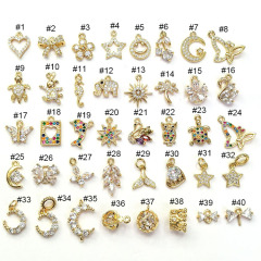CZ8518 Dainty Mini Small 14k Gold CZ Butterfly Star Bracelet Charm,Tiny Little Cubic Zirconia Moon Heart DIY Charms