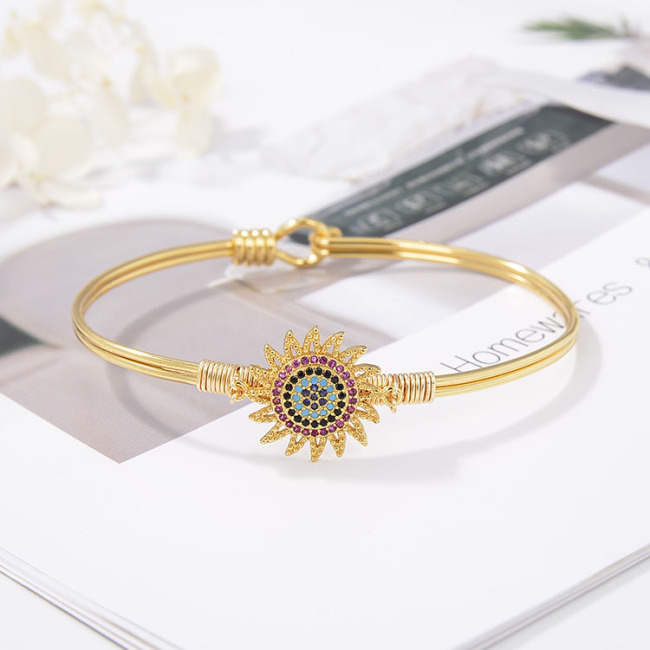 BA1034 18k Gold Plated Diamond  Star Moon Heart Bracelet For Women