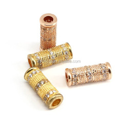CZ7361 Wholesale CZ Micro Pave Large Hole Tube Spacer Beads Charms,Cubic Zirconia Separator Tube Drum Barrel Beads For Findings