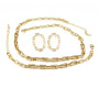 Bling Jewelry CZ Micro Pave Link Chain bracelet and necklace earring set, Zircon Diamond Chain jewelry set for Women
