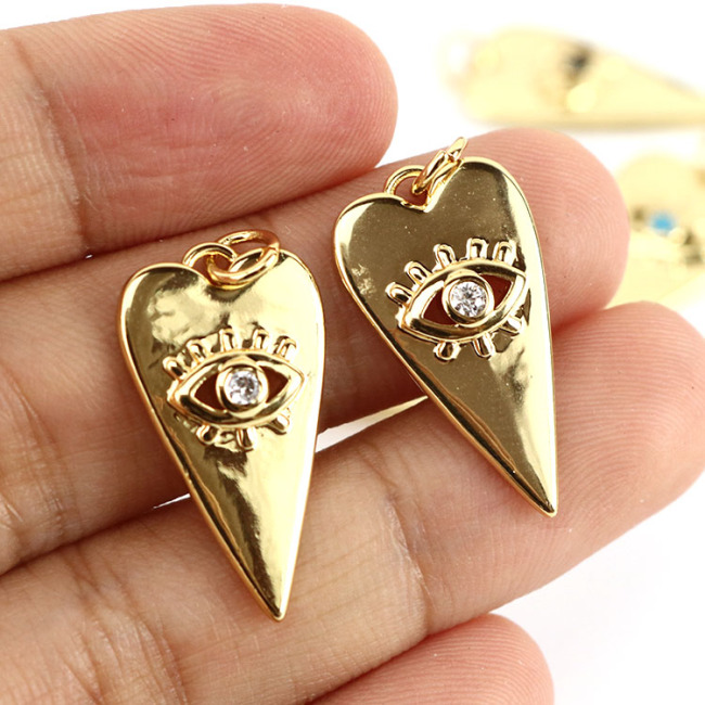 CZ8093 Dainty Mini Small Clear CZ Evil Evileye Eye Heart Charm,Tiny Minimal Zircon Cubic Zirconia Eye Heart Charm Pendant