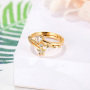 RM1170 Dainty Delicate  Minimalist Gold Plated CZ Toggle Cresent Moon and Star Celestial Double Stack Heart Rings for Ladies