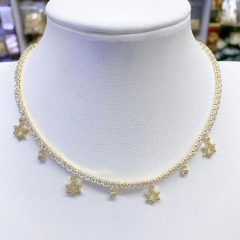 NZ1232 18k gold plated brass CZ diamond micro pave evil eyes star heart cross dangle charms Pendant chocker Necklace