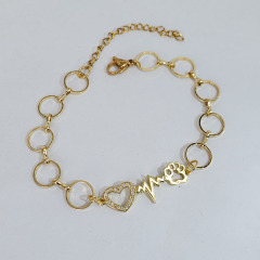 BC1409 Trendy Women Bracelet Fashion 18k Gold plated Charm Chain Heart Bracelet