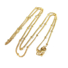 BC0301 Fashion Tiny Dainty Gold Plated Satellite Ball Chain Necklace spacing with Rondelle Beads