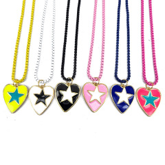 NM1185 Fashion 18k gold plated brass multi colored enamel star heart charms Pendant Necklaces NM1185 Fashion 18k gold plated brass multi colored enamel star heart charms Pendant Necklaces