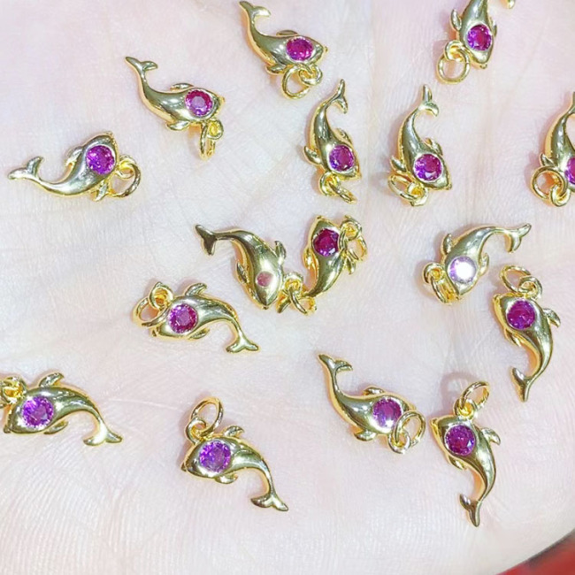 CZ8446 Chic mini minimalist gold plated micro pave cz starfish fish crescent moon and star celestial charms pendants