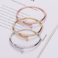 BA1020 Popular Womens Gold plated CZ Micro Pave Nail Bangles Bracelets