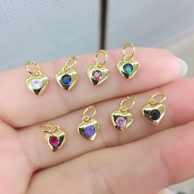 CZ8250 Tiny minimal Mini 18K Gold Plated CZ Cubic Zirconia Micro Pave Heart Charm Pendant For Jewelry Making