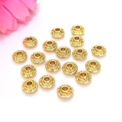 JF8338 tiny 18K gold plated metal Small cube flying saucer UFO Rondelle disc spacer beads