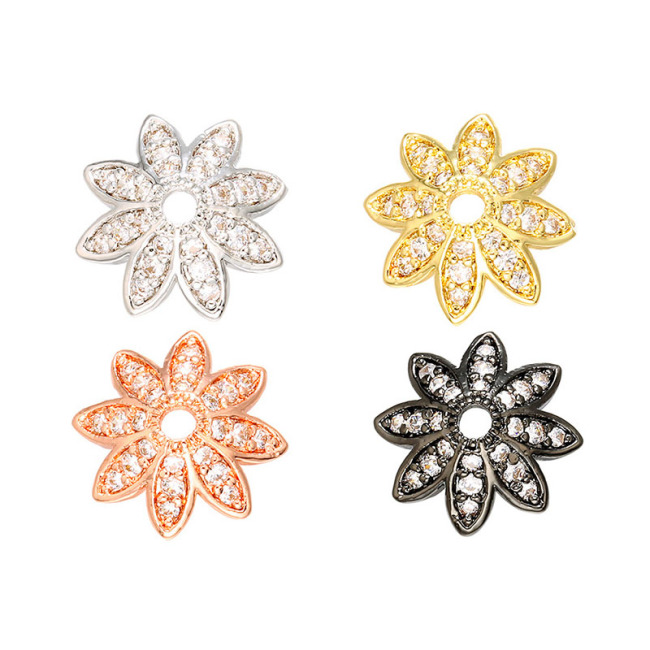 CZ7955 Fashion Jewelry Diy Supplies CZ Micro Pave Flower Shape Chain Tassel Caps ,Bead Caps