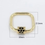CZ7914 Rainbow CZ Micro Pave Square Screw Clasp, Gold Plated Square Shape Carabiner Clasp Buckle Lock