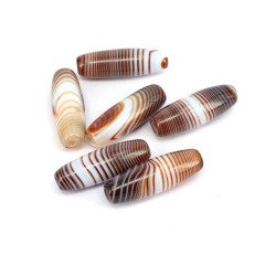 AB0174 Natural madagascar stripe agate barrel drum loose beads