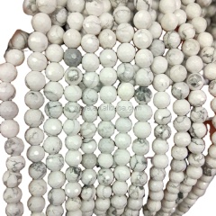 TB0451 Wholesale Faceted Round White Howlite Beads,gemstone genuine howlite beads