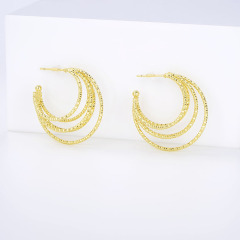 Wholesale Fashion 18K Gold Plated Brass Ear Jewelry Hoop Studs Huggies Minimals Cuff Simple Earring, women's gift