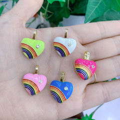 CZ8424 CZ diamond pave Gold Plated brass metal heart rainbow enamel charms Pendant CZ8424 CZ diamond pave Gold Plated brass metal heart rainbow enamel charms Pendant