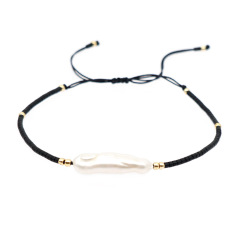 BG1092 Chic Dainty Minimal Miyuki Seed Beads with Natural Freshwater Baroque Pearl Bracelet Adjustable Bracelet for Women Girls