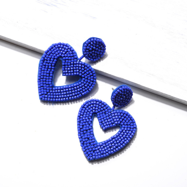 EG1024 High Quality Seed Statement Beaded  Earrings Bohemian Heart Hoop Earrings Handmade Stud Drop Dangle Earrings