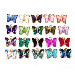 CZ8387 new simple gold plated brass rainbow clear colored CZ Zircon glass crystal Charms butterfly pendant