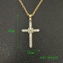 NS1143 New arrival hiphop trendy stainless steel box chain necklace, charm stainless steel cross pendant with CZ men necklace